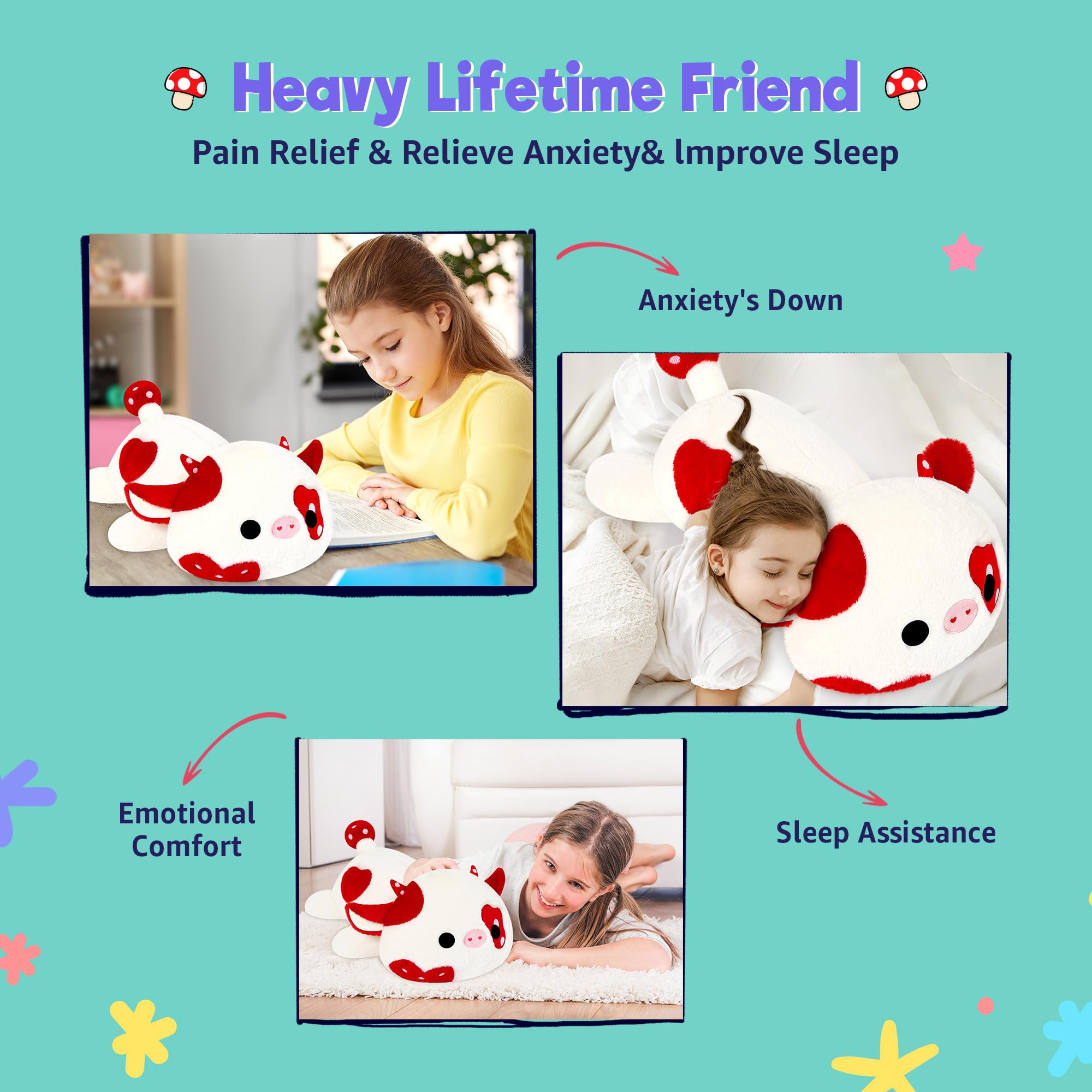 shownicer Gewichtstiere Kuh 1,8 KG Gewichtetes Kuscheltier Kuh Stofftier Großes Plüschtier Kawaii Kuh