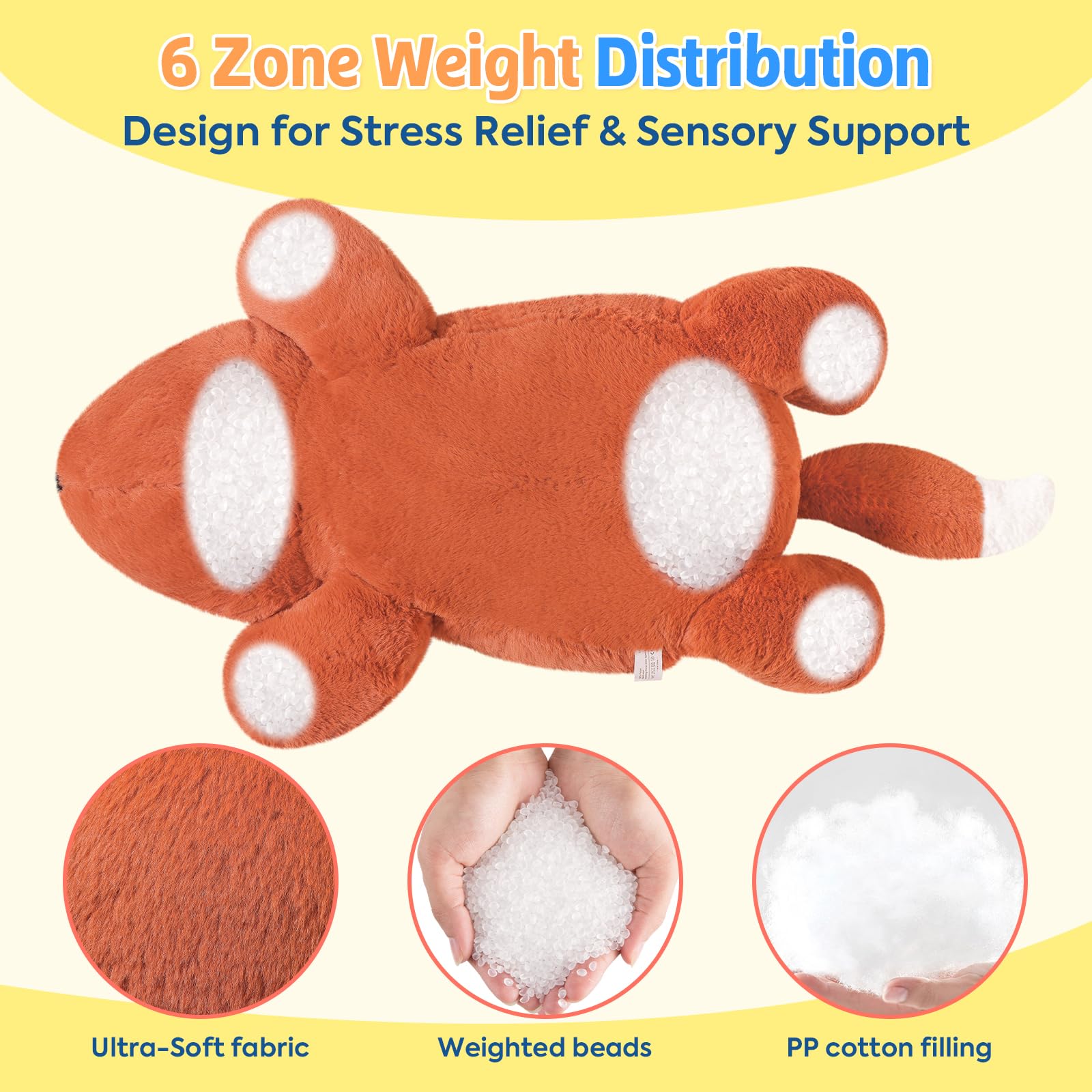 shownicer Gewichtstiere Fuchs 2,2 KG Gewichtetes Kuscheltier Fuchs Stofftier Großes Plüschtier XXL Fuchs