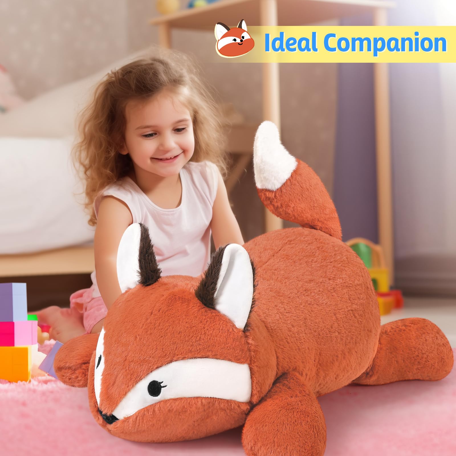 shownicer Gewichtstiere Fuchs 2,2 KG Gewichtetes Kuscheltier Fuchs Stofftier Großes Plüschtier XXL Fuchs