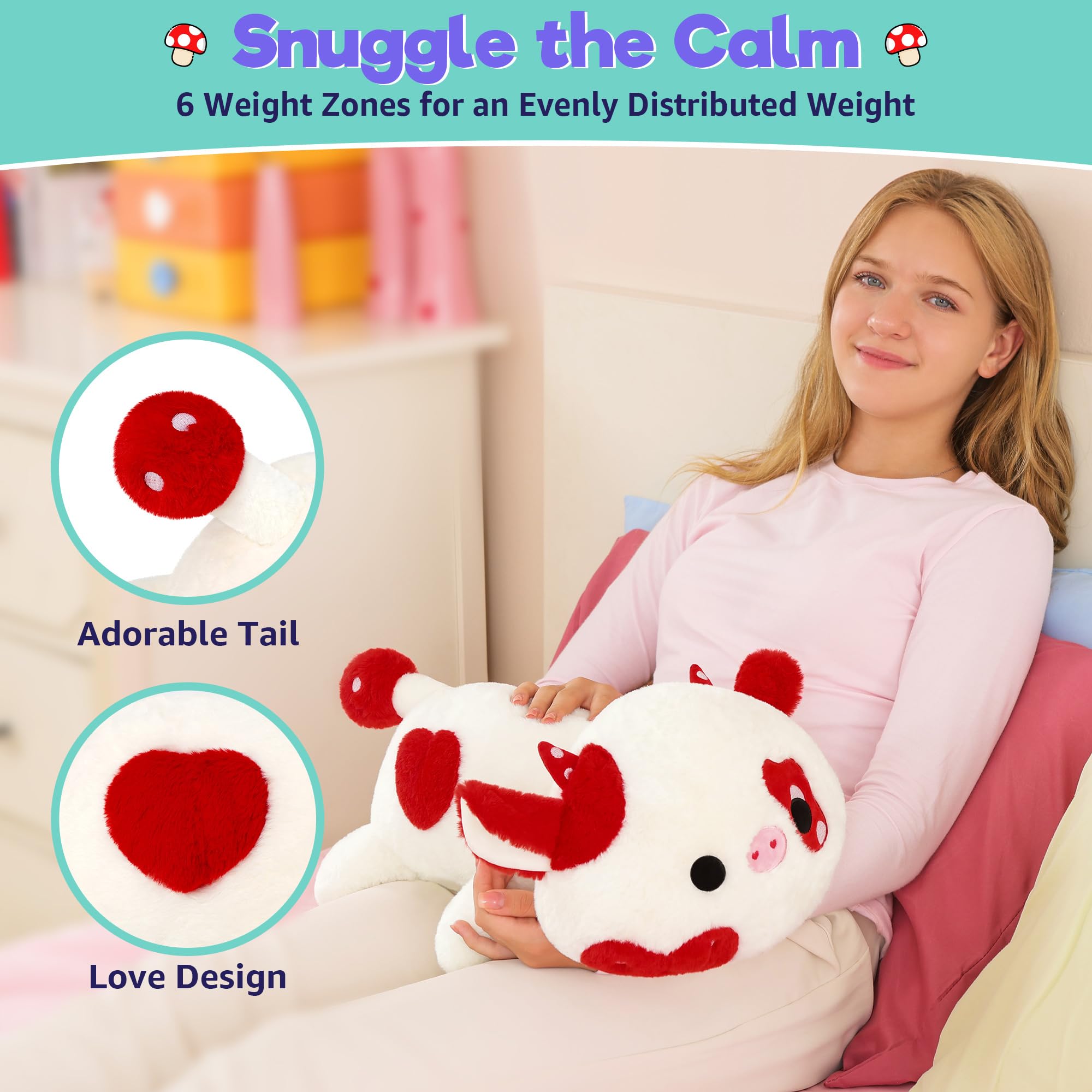 shownicer Gewichtstiere Kuh 1,8 KG Gewichtetes Kuscheltier Kuh Stofftier Großes Plüschtier Kawaii Kuh