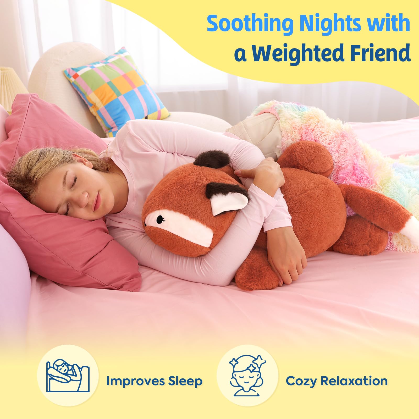 shownicer Gewichtstiere Fuchs 2,2 KG Gewichtetes Kuscheltier Fuchs Stofftier Großes Plüschtier XXL Fuchs