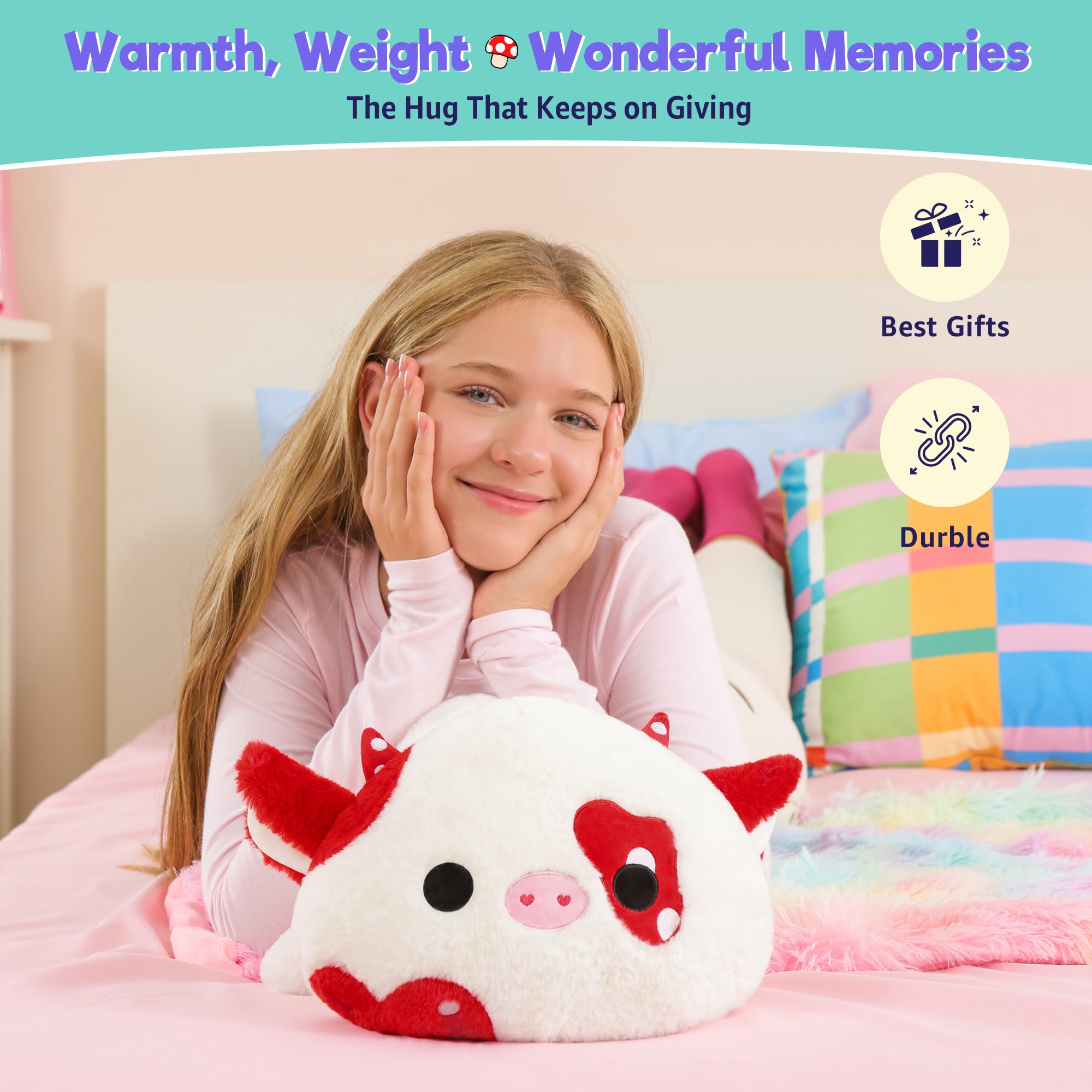 shownicer Gewichtstiere Kuh 1,8 KG Gewichtetes Kuscheltier Kuh Stofftier Großes Plüschtier Kawaii Kuh