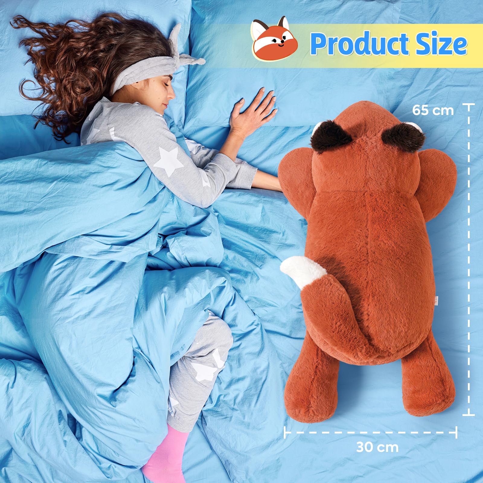 shownicer Gewichtstiere Fuchs 2,2 KG Gewichtetes Kuscheltier Fuchs Stofftier Großes Plüschtier XXL Fuchs